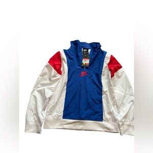 Nike Sportswear Jacket Big Kids L 1/2-Zip Amplify Woven Red White Blue Swoosh